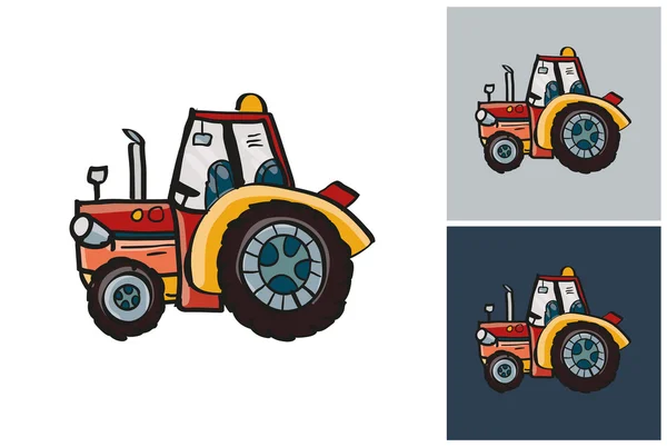 Big tractor sketch in kids style — Stock Vector