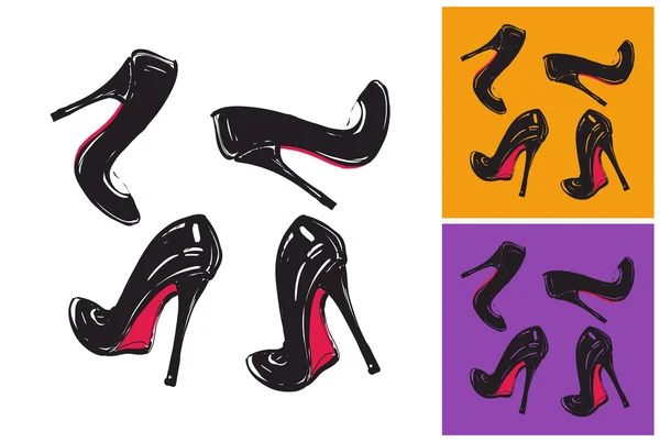 Beautiful female shoes with high heels — Stock Vector