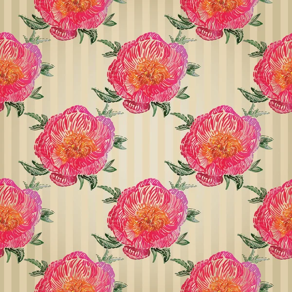 Pivoines sans couture fond — Image vectorielle