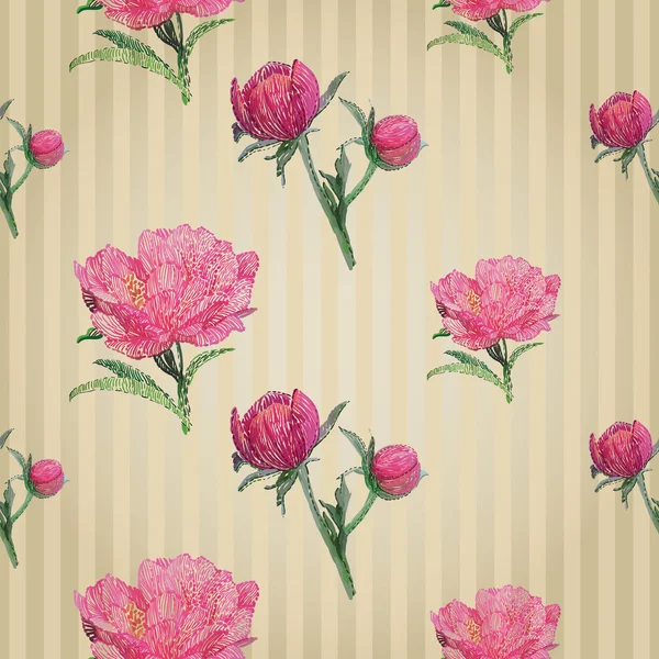 Pivoines sans couture fond — Image vectorielle