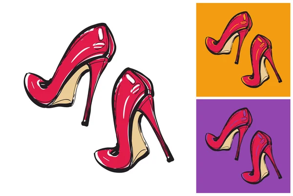 Beautiful female shoes with high heels — Stock Vector