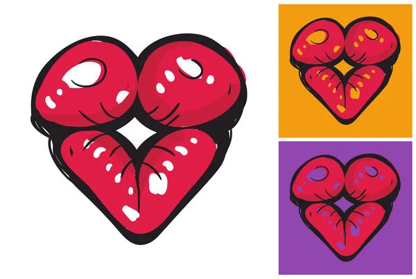 Rode lip Kiss schets in de stijl van de mode — Stockvector