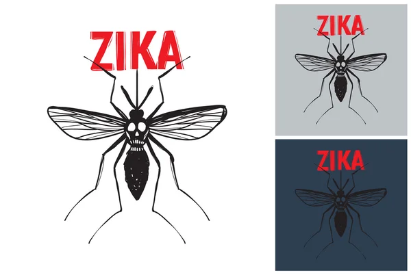 Etiqueta con zika virus mosquito — Archivo Imágenes Vectoriales