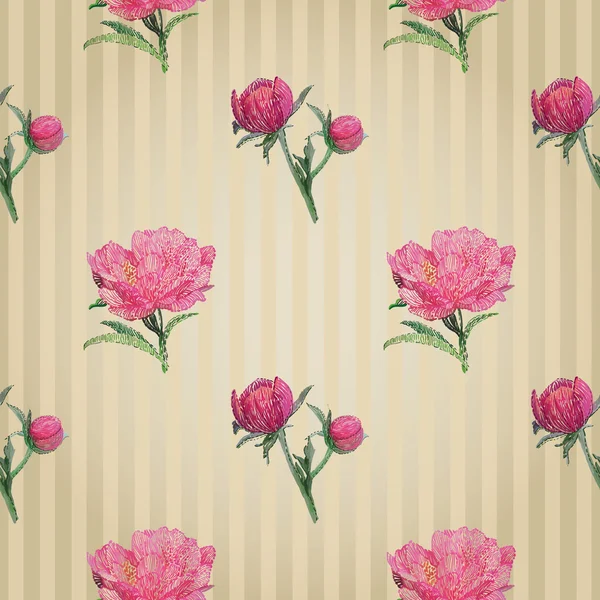 Pivoines sans couture fond — Image vectorielle