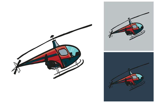 Szkic czerwony helikopter w stylu dla dzieci — Wektor stockowy