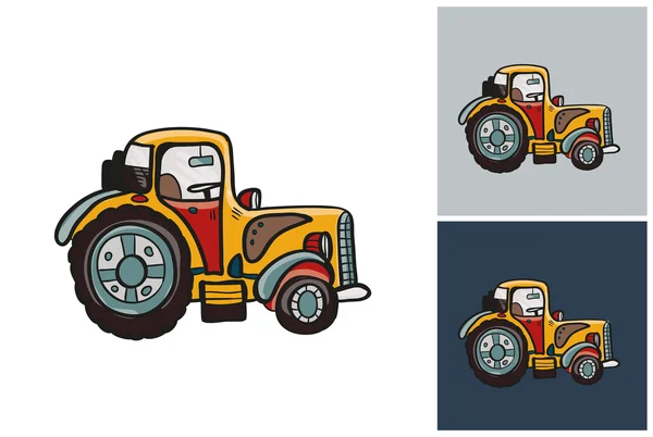 Boceto de tractor grande en estilo infantil — Archivo Imágenes Vectoriales