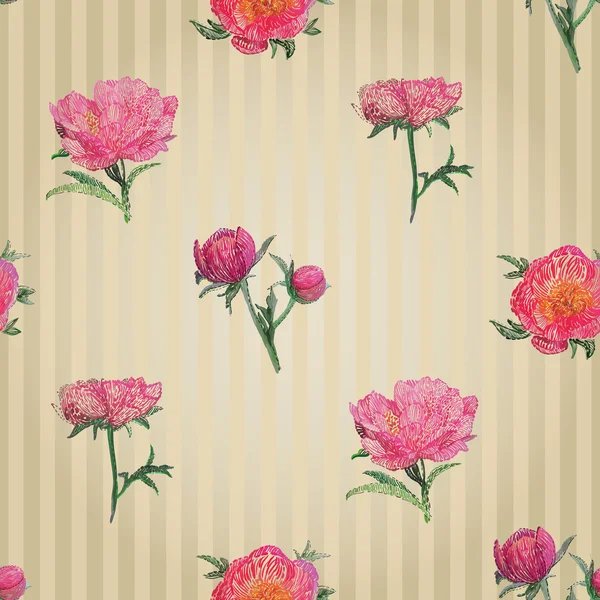 Pivoines sans couture fond — Image vectorielle