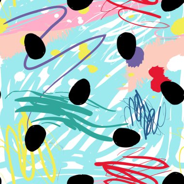 siyah noktalı renkli soyut desen