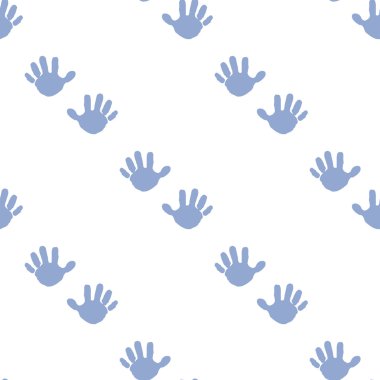 elle çizilmiş sevimli mavi el izi desen