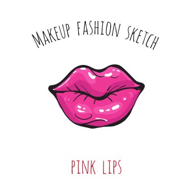 Makyaj moda skeç: pembe dudaklar