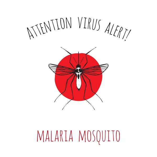 ¡Atención virus alerta! : mosquito de malaria — Vector de stock