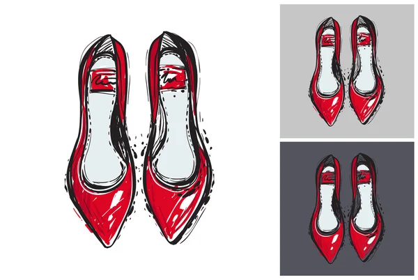 Glamour vogue düz ayakkabı ile etiket — Stok Vektör