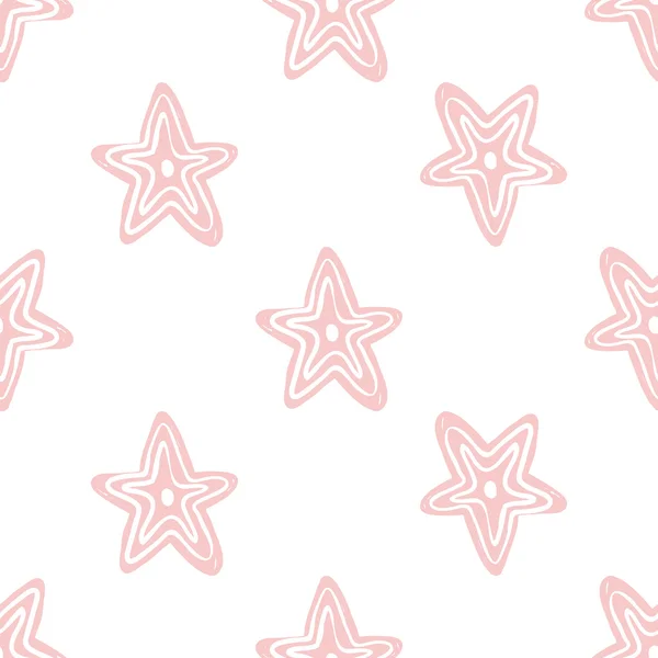 Hand drawn pink star sign pattern — Stock Vector