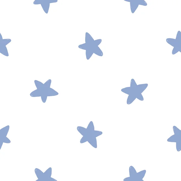 Mão desenhado padrão estrela azul — Vetor de Stock