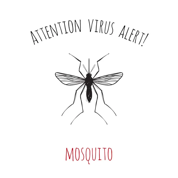 ¡Atención virus alerta! : Zika mosquito — Vector de stock