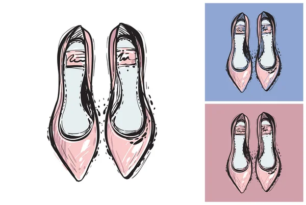 Etiqueta con glamour vogue zapatos planos — Vector de stock