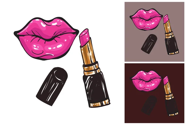 Etiqueta con glamour labios coloridos — Archivo Imágenes Vectoriales