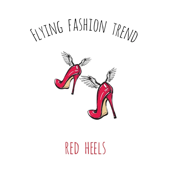 Hand drawn graphic flying heels — Stock Vector