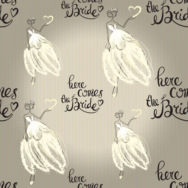 Mode Hochzeit Hintergrund mit Braut — Stockvektor