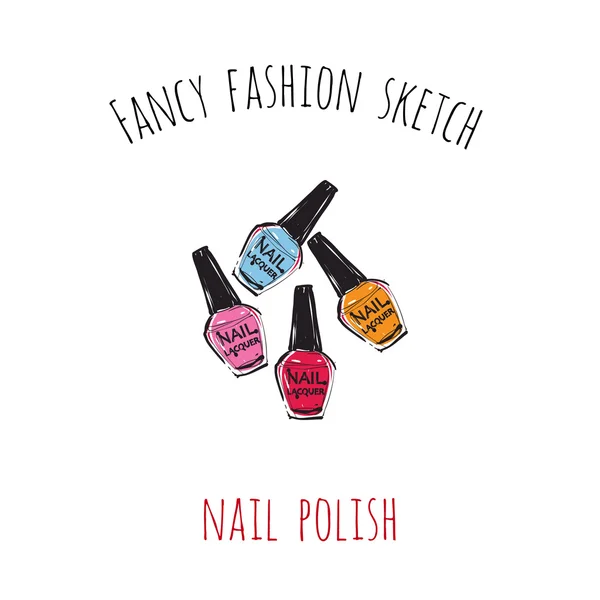 Fancy fashion sketch: nail polish — Stockvector