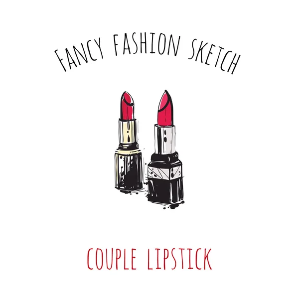 Fancy fashion sketch: couple lipstick — Stock Vector