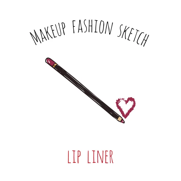 Makijaż moda szkic: lip Liner — Wektor stockowy