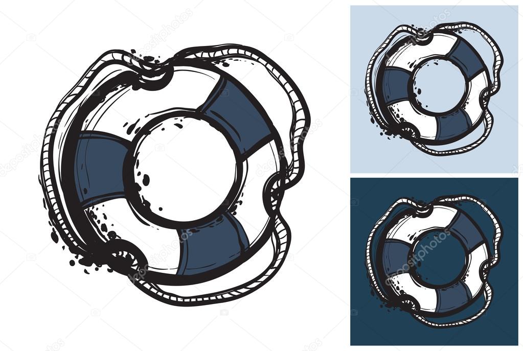 Life ring in sketch style