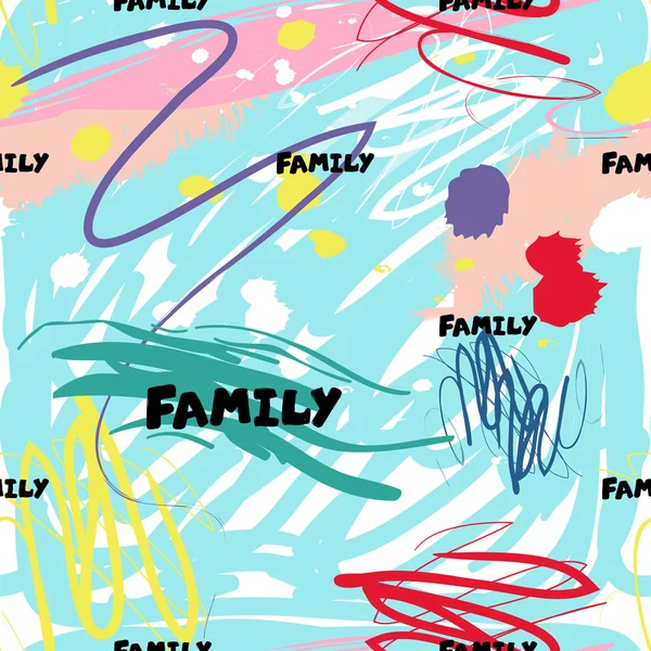 รูปแบบสีสันที่มีคําว่า ครอบครัว — ภาพเวกเตอร์สต็อก