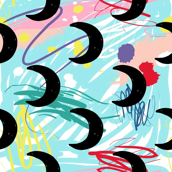Hand drawn pattern with moon