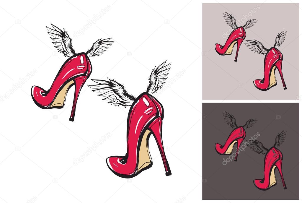high heels with angel wings