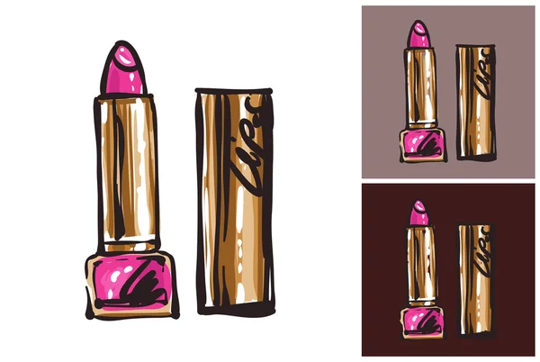 Label met Glamour roze lippenstift — Stockvector