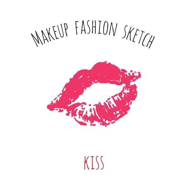 Desenho de moda de maquiagem: beijo —  Vetores de Stock