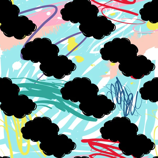 Enfants motif sans couture avec des nuages — Image vectorielle