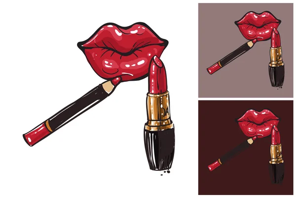 Étiquette avec lèvres colorées glamour — Image vectorielle
