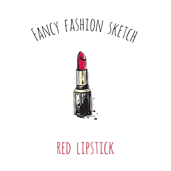 Bosquejo de moda de lujo: lápiz labial rojo — Vector de stock