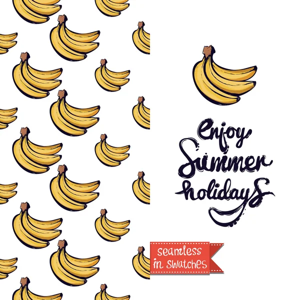 Ευχετήρια κάρτα με ώριμες μπανάνες μοτίβο — Διανυσματικό Αρχείο