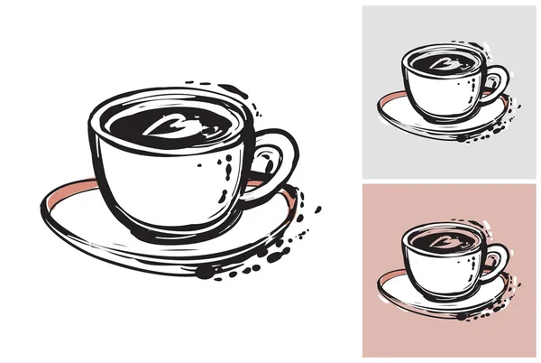Kézzel rajzolt csésze és csészealj — Stock Vector