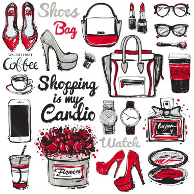 Büyük moda aksesuar seti kroki