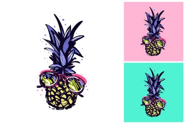 Elle çizilmiş ananas kroki tarzı.
