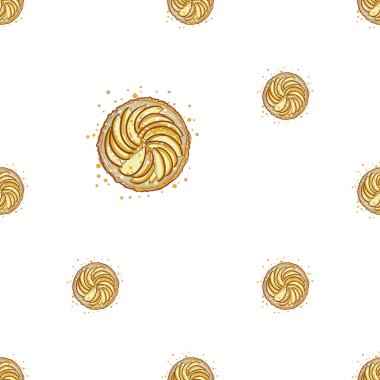 elle çizilmiş elmalı turta desen