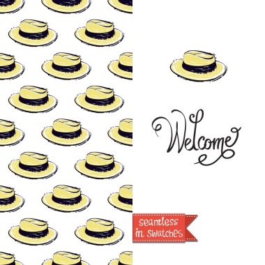 trendy yaz şapka ile tebrik kartı