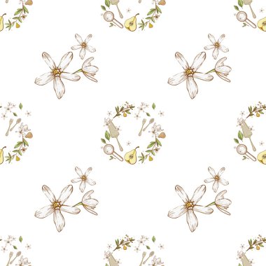 beyaz çiçek deseni el çekilmiş