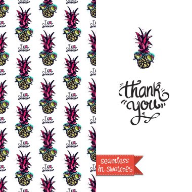 renkli ananas ile tebrik kartı