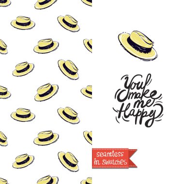 trendy yaz şapka ile tebrik kartı