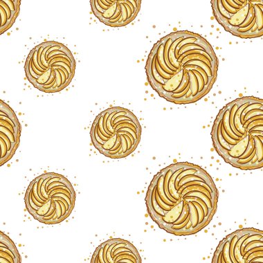 elle çizilmiş elmalı turta desen