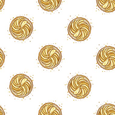 elle çizilmiş elmalı turta desen