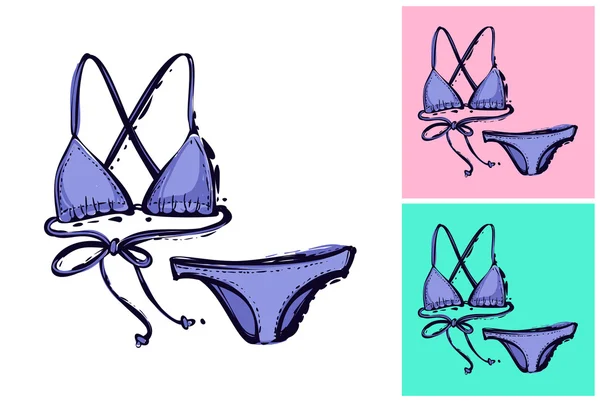 Barevné trendy bikiny plavky — Stockový vektor