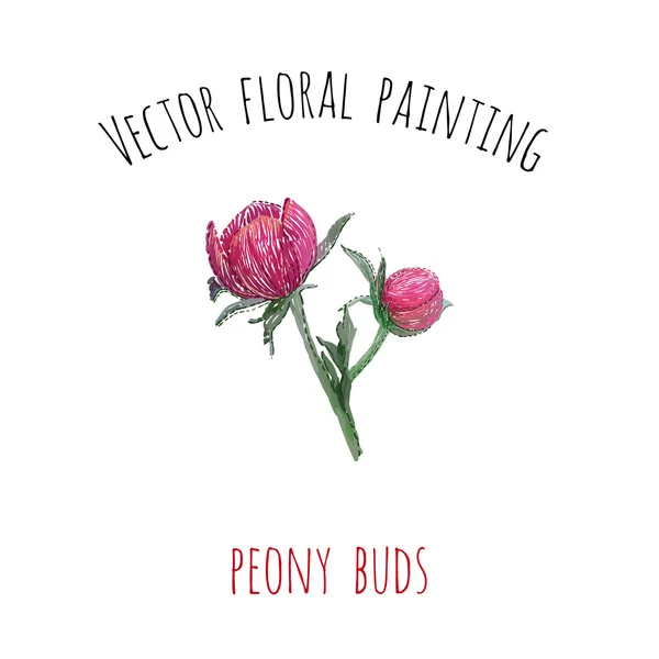 Eenvoudige wenskaart Peony toppen — Stockvector