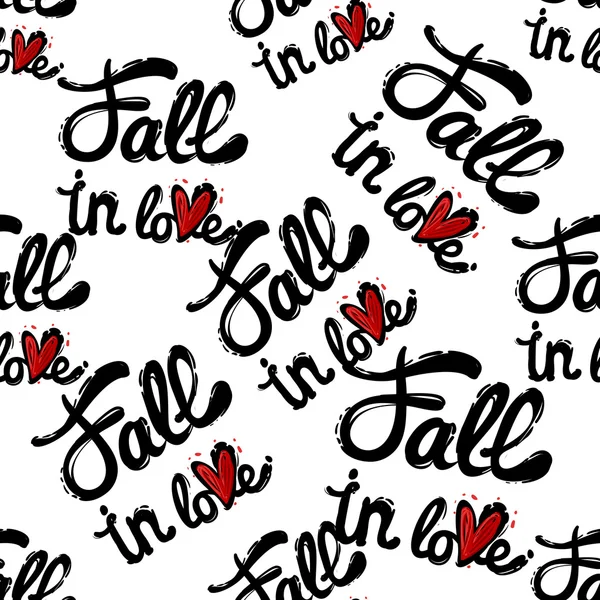 Patroon met fall in love letters — Stockvector