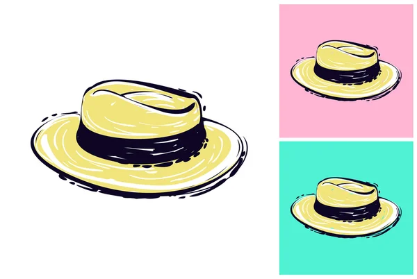 Trendy straw hat set — Stock Vector